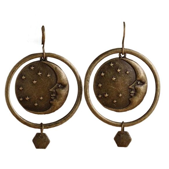 Boho moon dangle earrings #831 - Picture 1 of 3